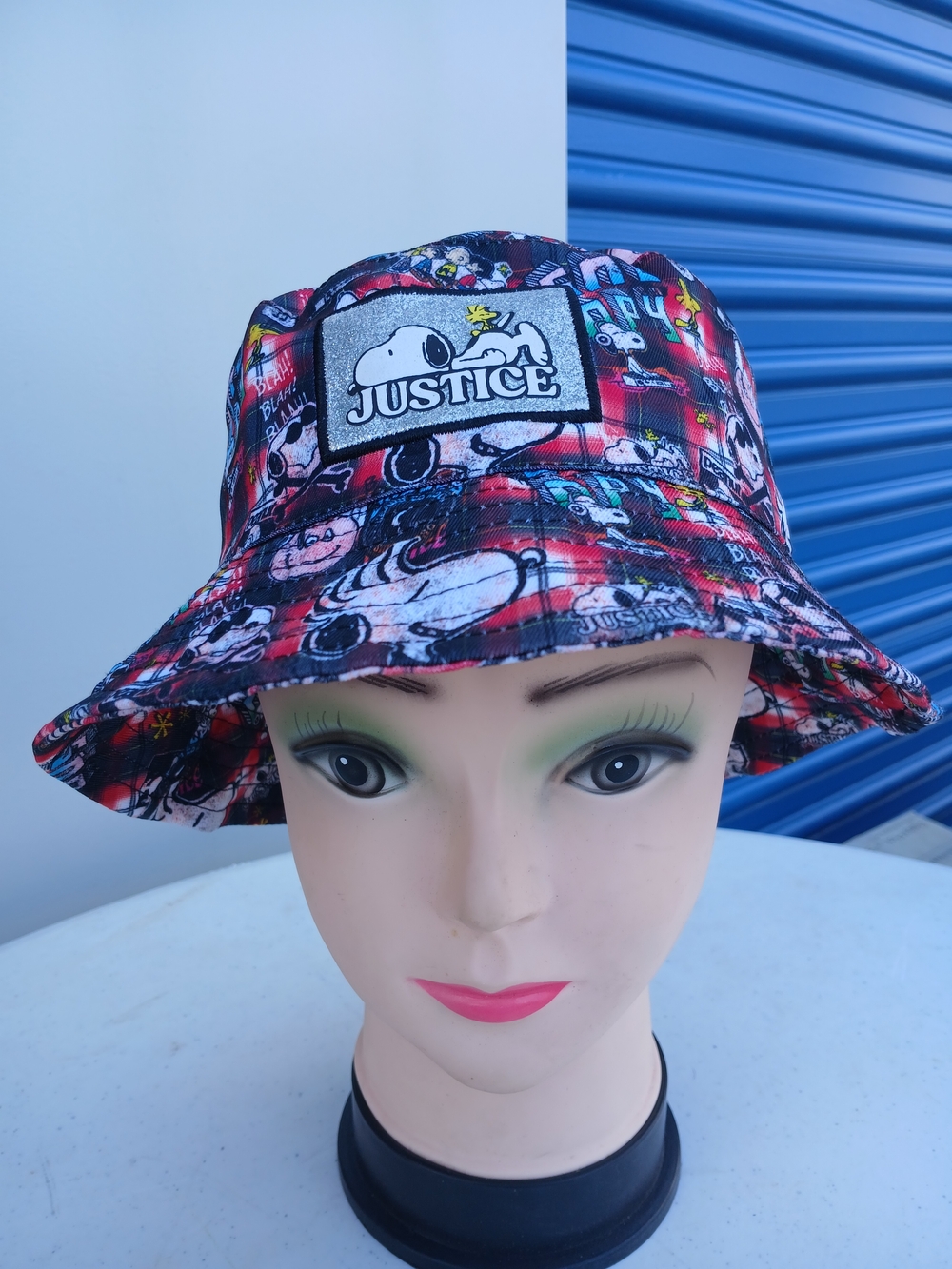 Justice Red Plaid Snoopy & Friends Bucket Hat